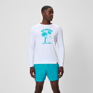 Men's Graphic Long Sleeve Swim Shirt White/Blue