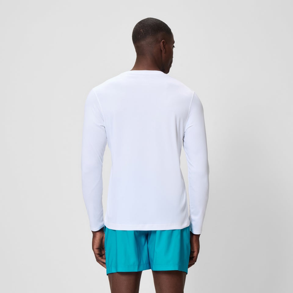 Men's Graphic Long Sleeve Swim Shirt White/Blue