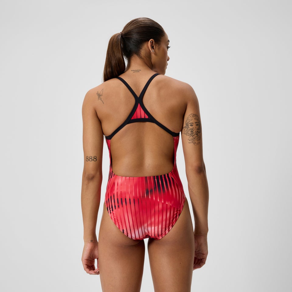 Women's Club Training Printed Turnback One Piece Red/Black