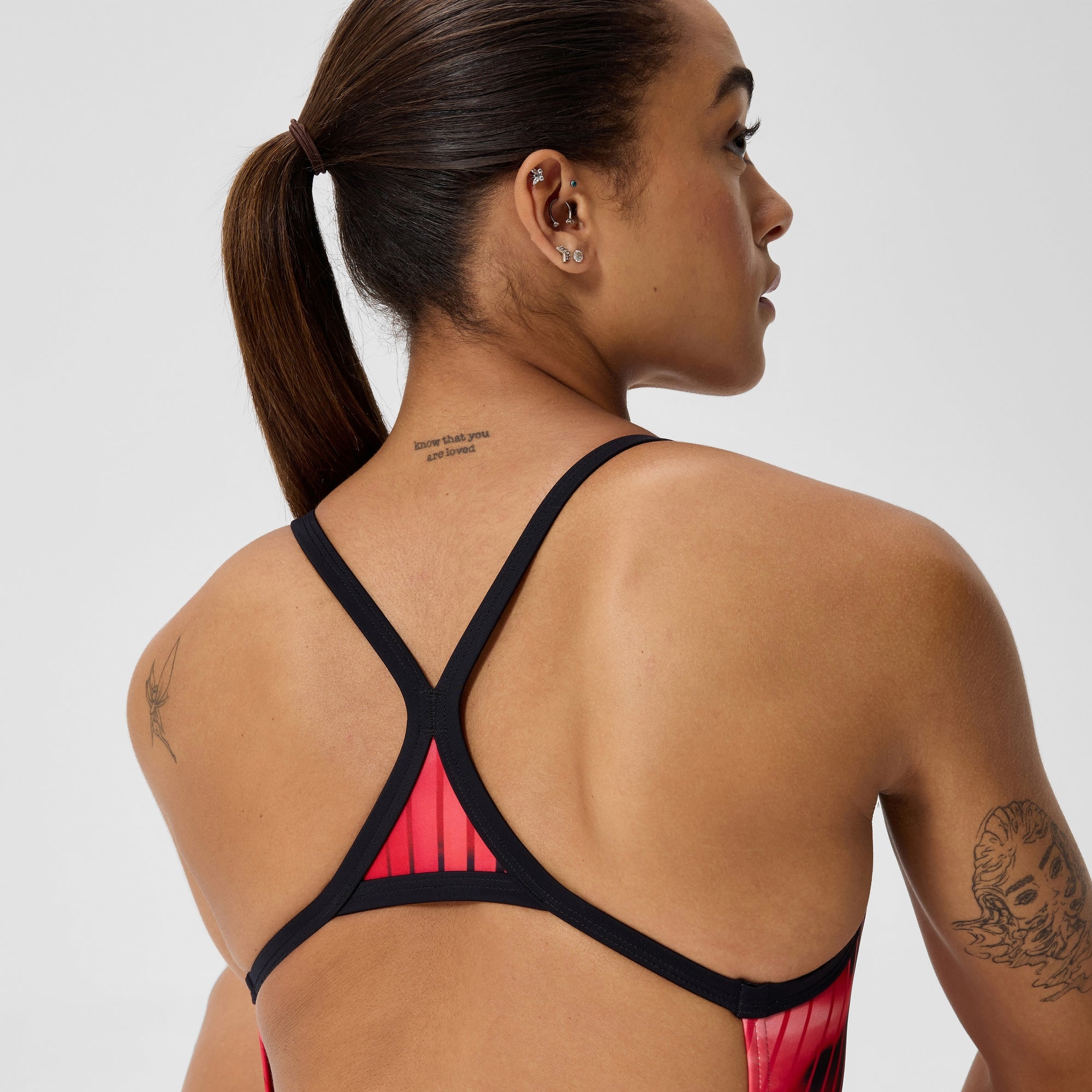 Women's Club Training Printed Turnback One Piece Red/Black