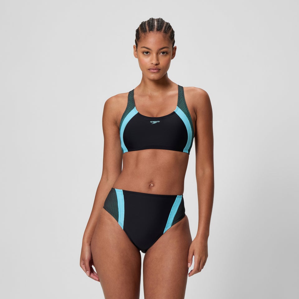 Women's Quantum Rib Splice Bikini Set Black/Blue