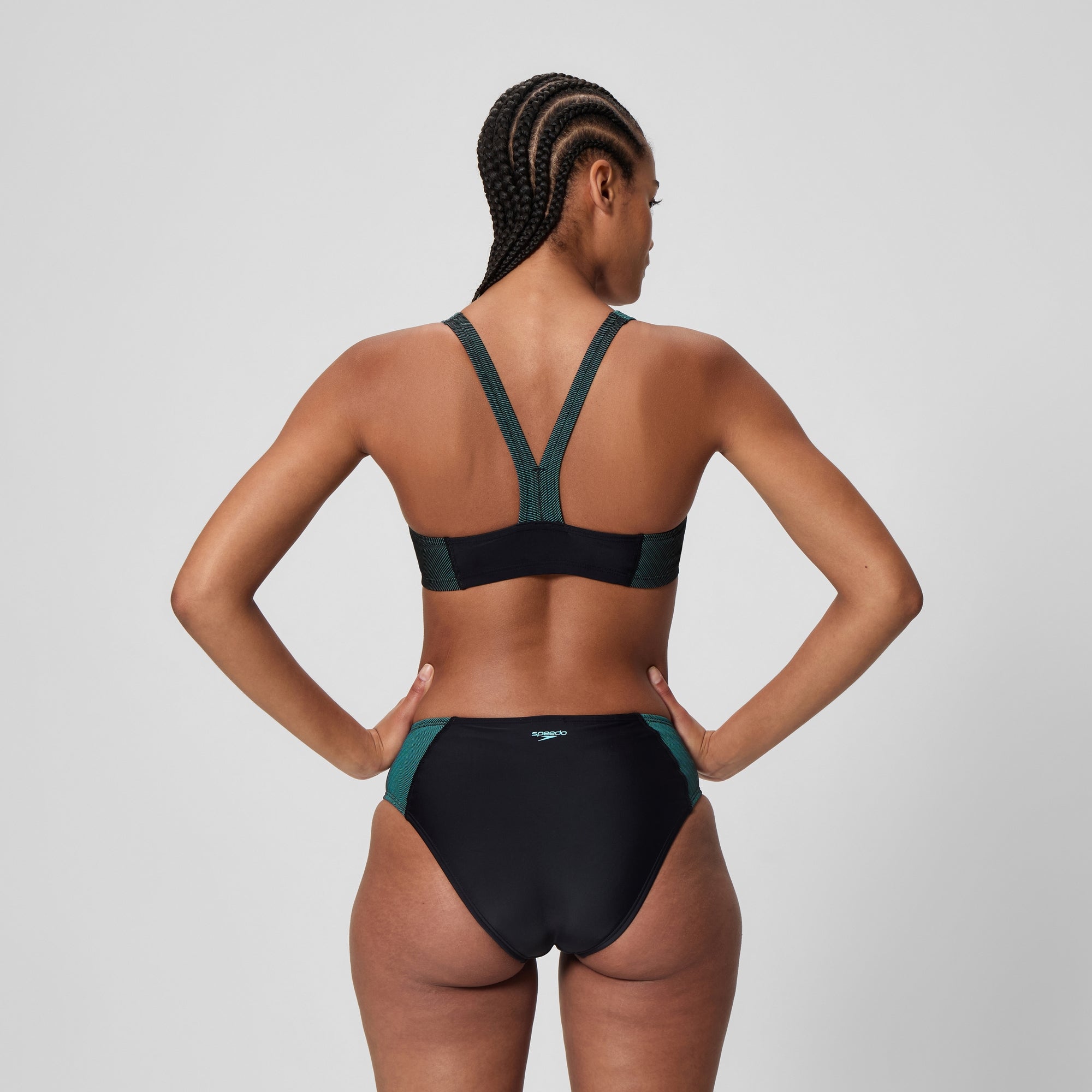 Women's Quantum Rib Splice Bikini Set Black/Blue | Speedo UK