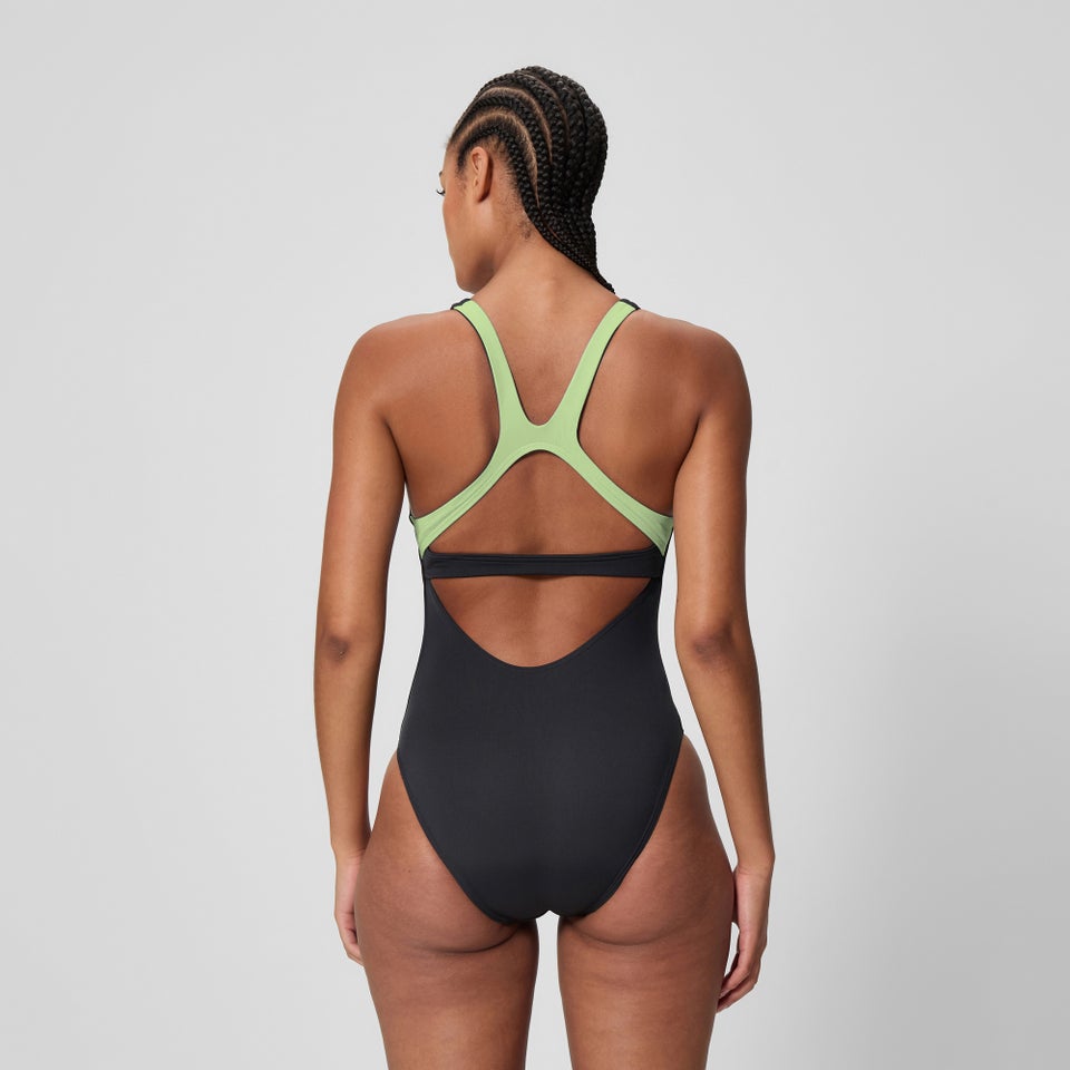 Women's Solid Flex Band One Piece Black/Green