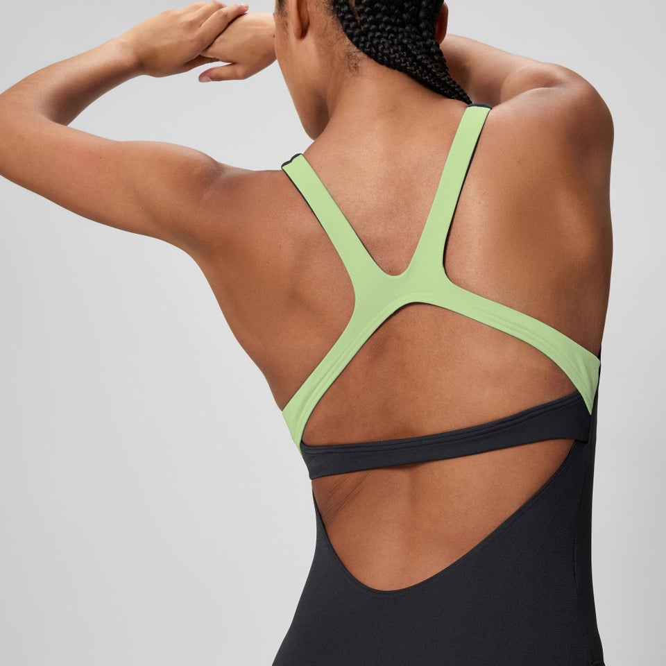 Women's Solid Flex Band One Piece Black/Green