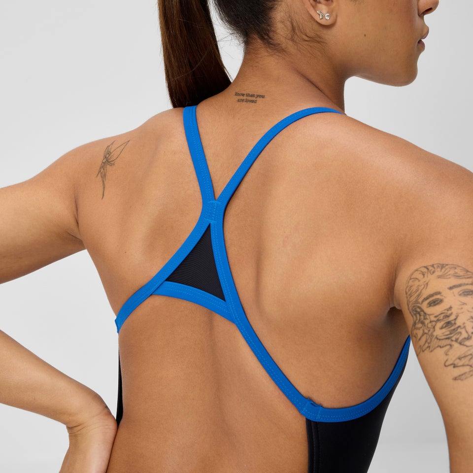 Damen Club Training Turnback Badeanzug Schwarz/Blau