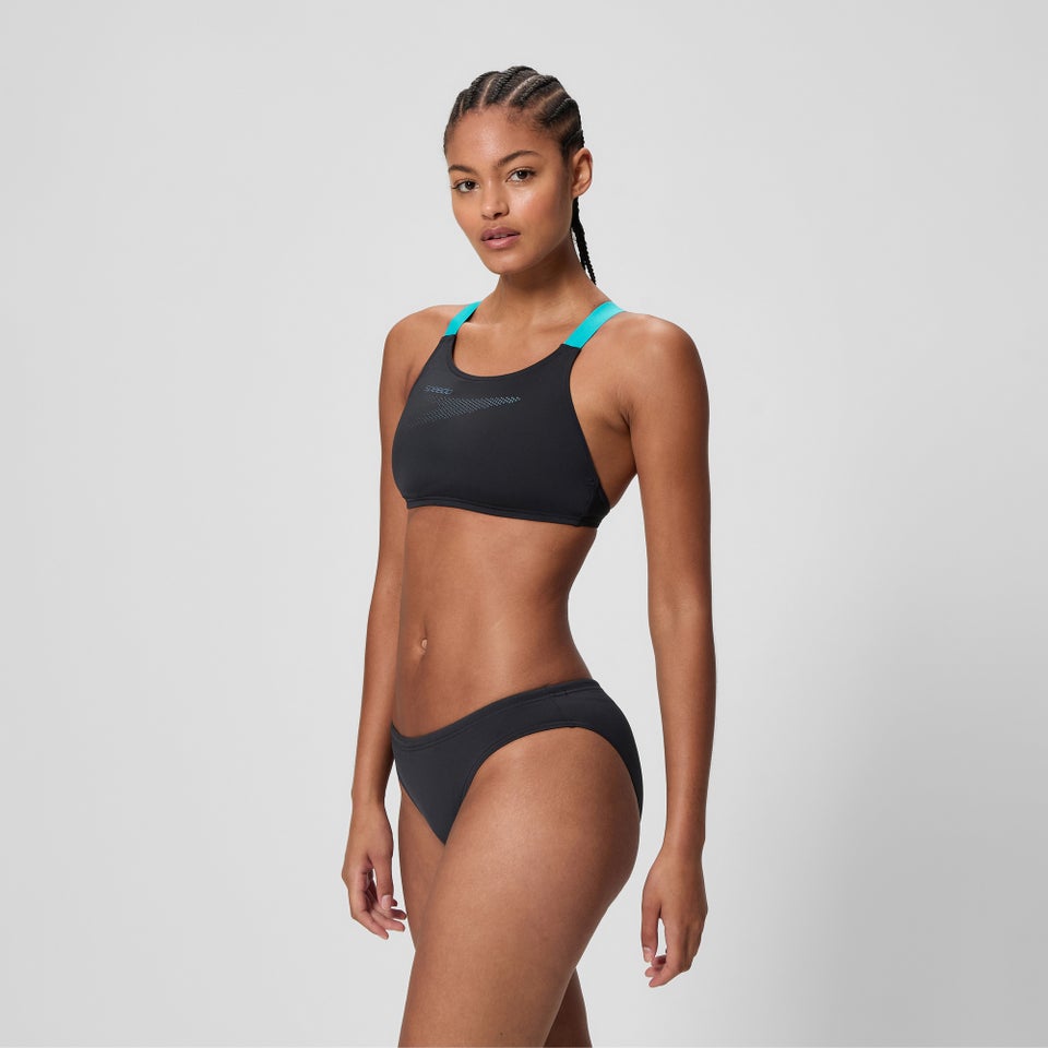 Women's Boom Solid Leaderback Two Piece Black/Turquoise