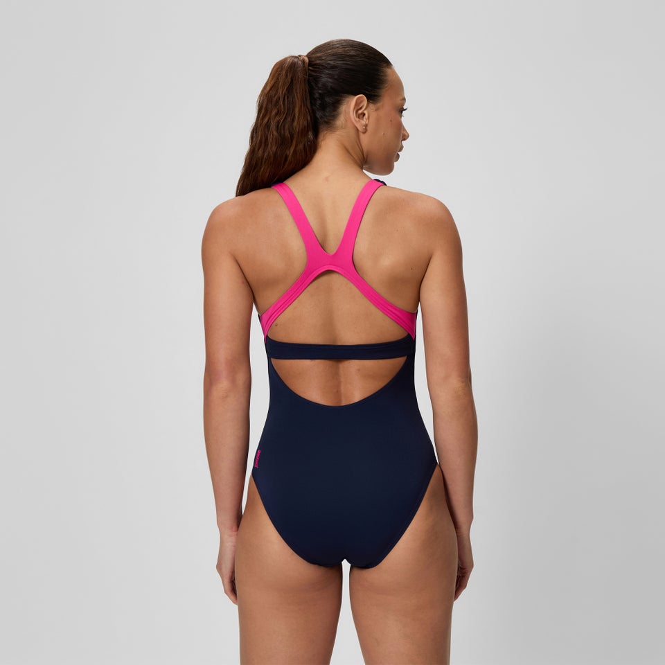 Women's Solid Flex Band One Piece Navy/Pink