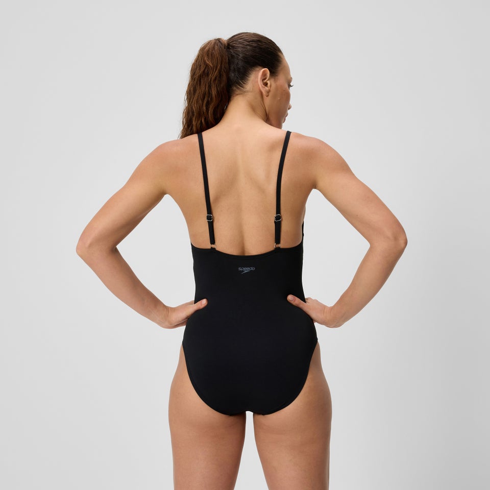 Maillot de bain Femme V-Back uni noir