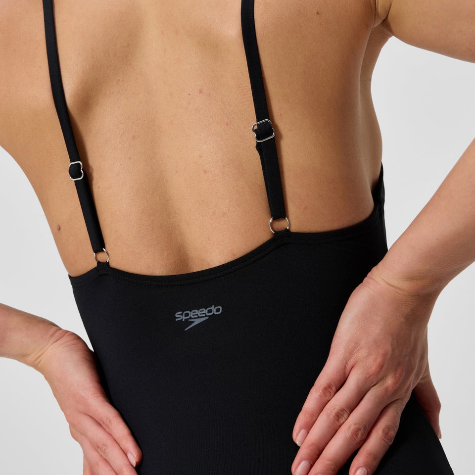 Maillot de bain Femme V-Back uni noir