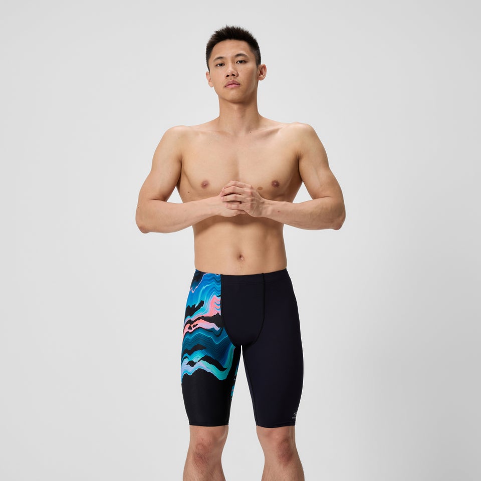 Herren Club Training Schwimmhose mit Print Schwarz/Blau