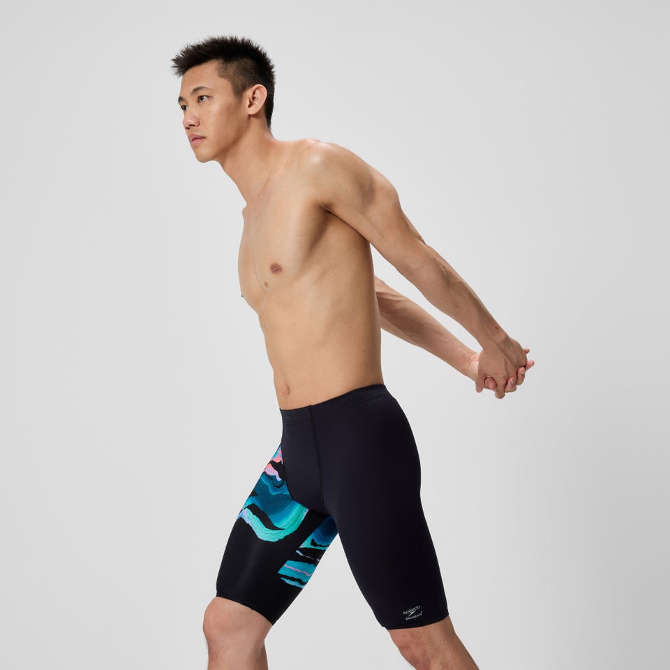 Herren Club Training Schwimmhose mit Print Schwarz/Blau