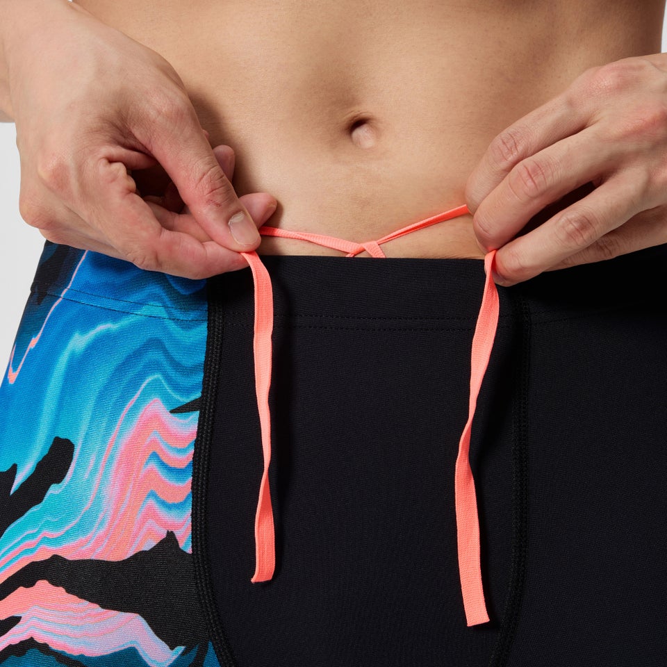 Herren Club Training Schwimmhose mit Print Schwarz/Blau