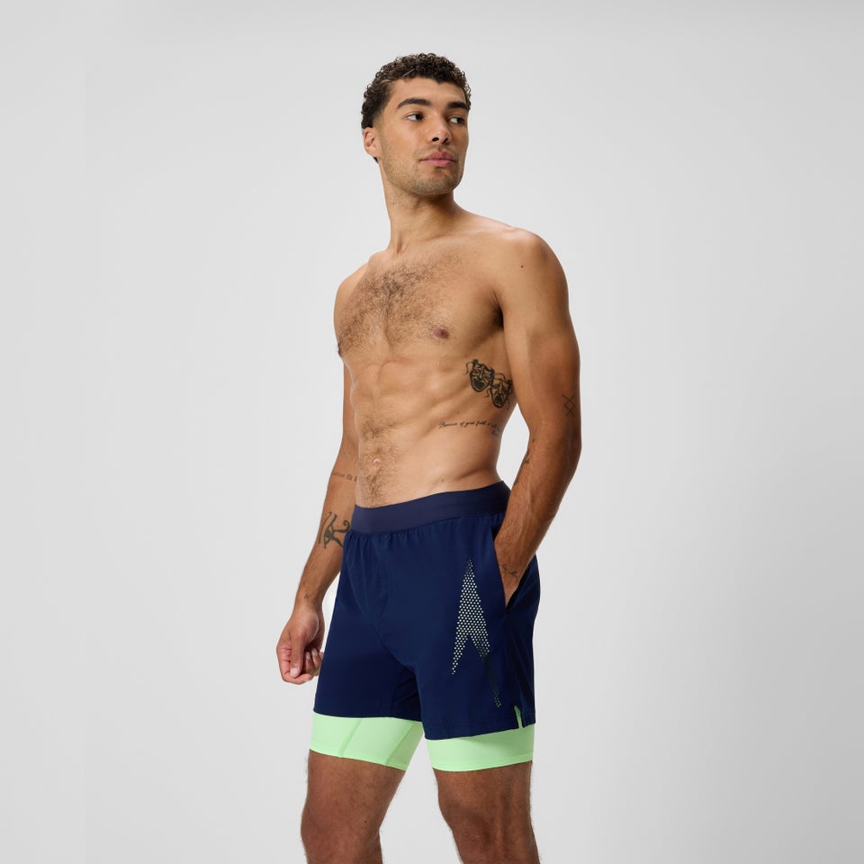 Men's 40.5cm Swim Shorts with Jammer Navy/Green