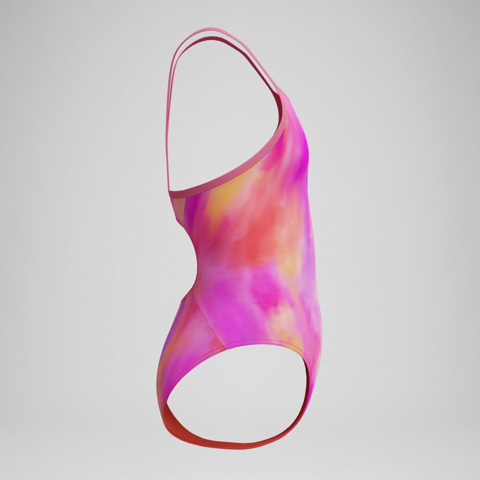 Girls Printed Thinstrap Swimsuit Pink