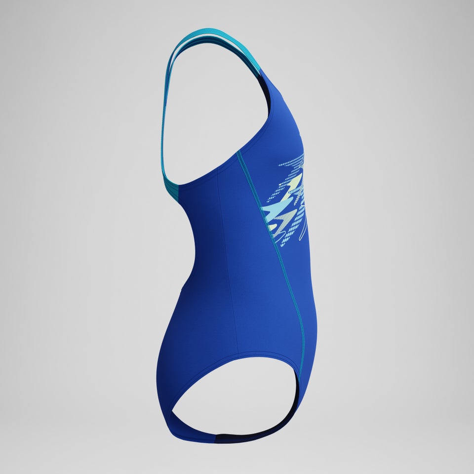 Mädchen Medley Medalist Badeanzug mit Logo Blau/Türkis