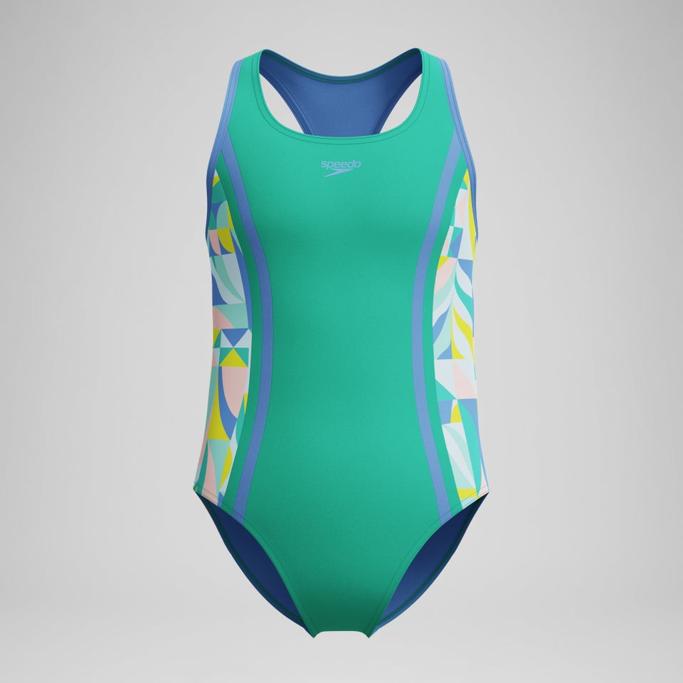 Mädchen Racerback Badeanzug mit Print Grün