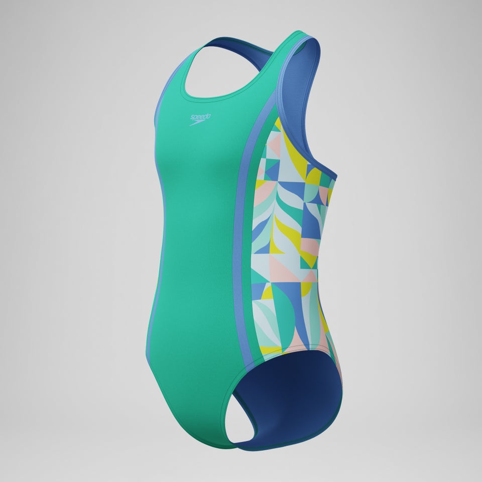 Mädchen Racerback Badeanzug mit Print Grün