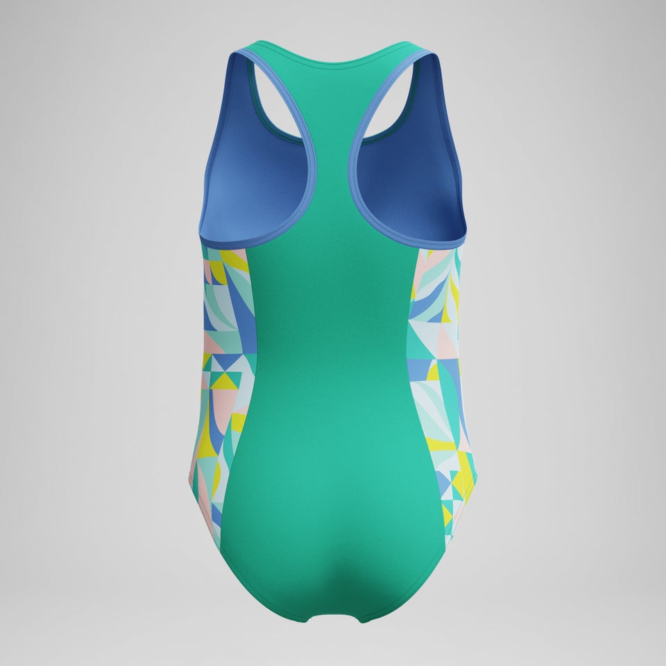 Mädchen Racerback Badeanzug mit Print Grün