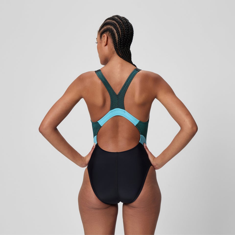 Women's Quantum Rib Splice One Piece Black/Blue