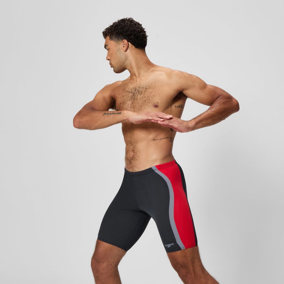 Men's Solid Splice Jammer Black/Red