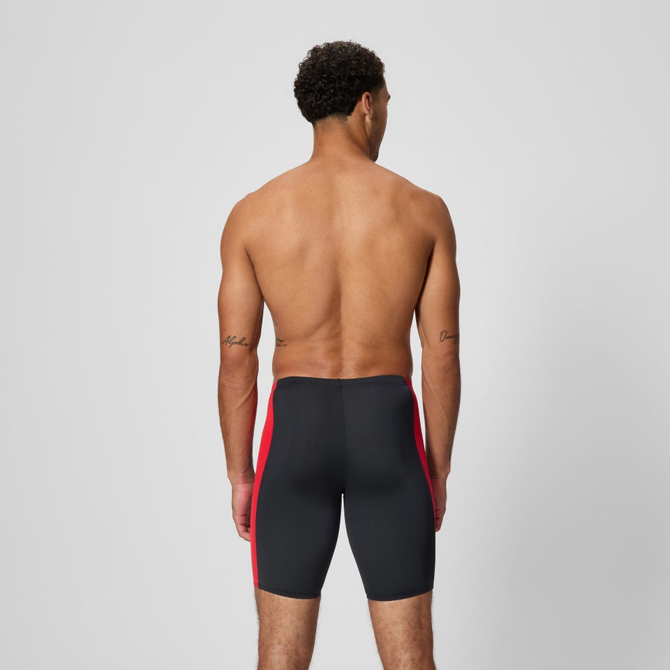 Men's Solid Splice Jammer Black/Red