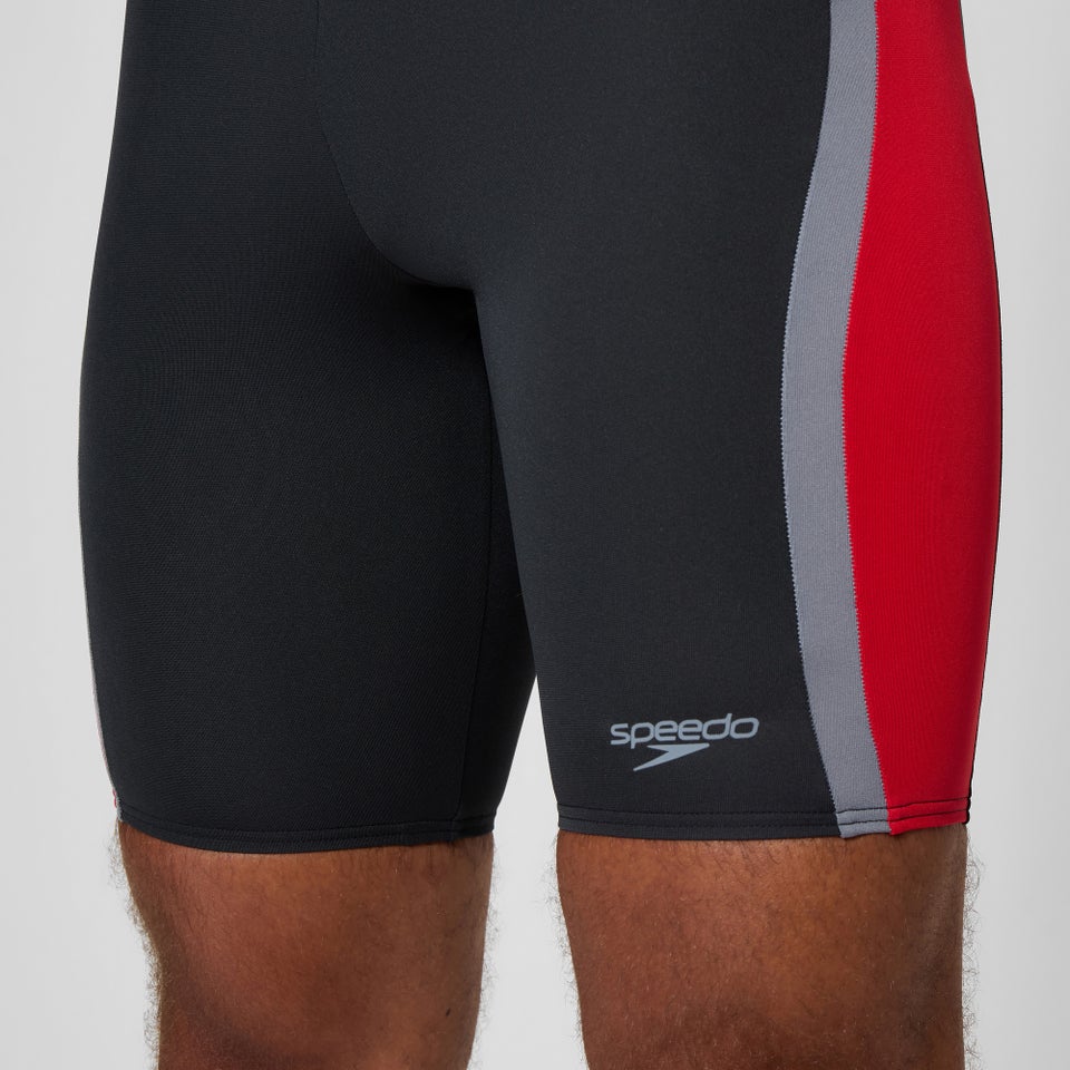 Men's Solid Splice Jammer Black/Red