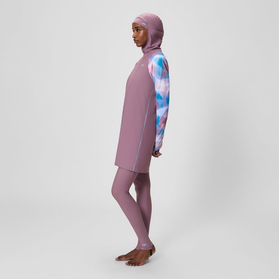 Women's Printed Modesty 3 Piece Swim Set Mauve