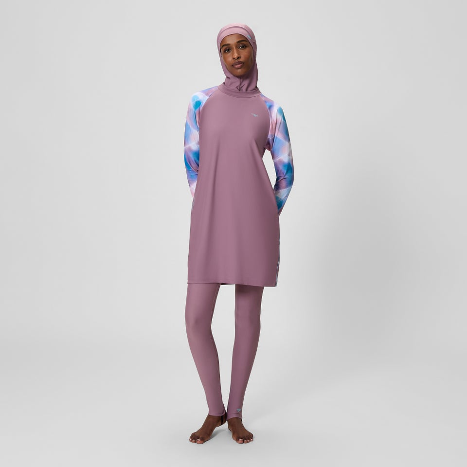 Women's Printed Modesty 3 Piece Swim Set Mauve