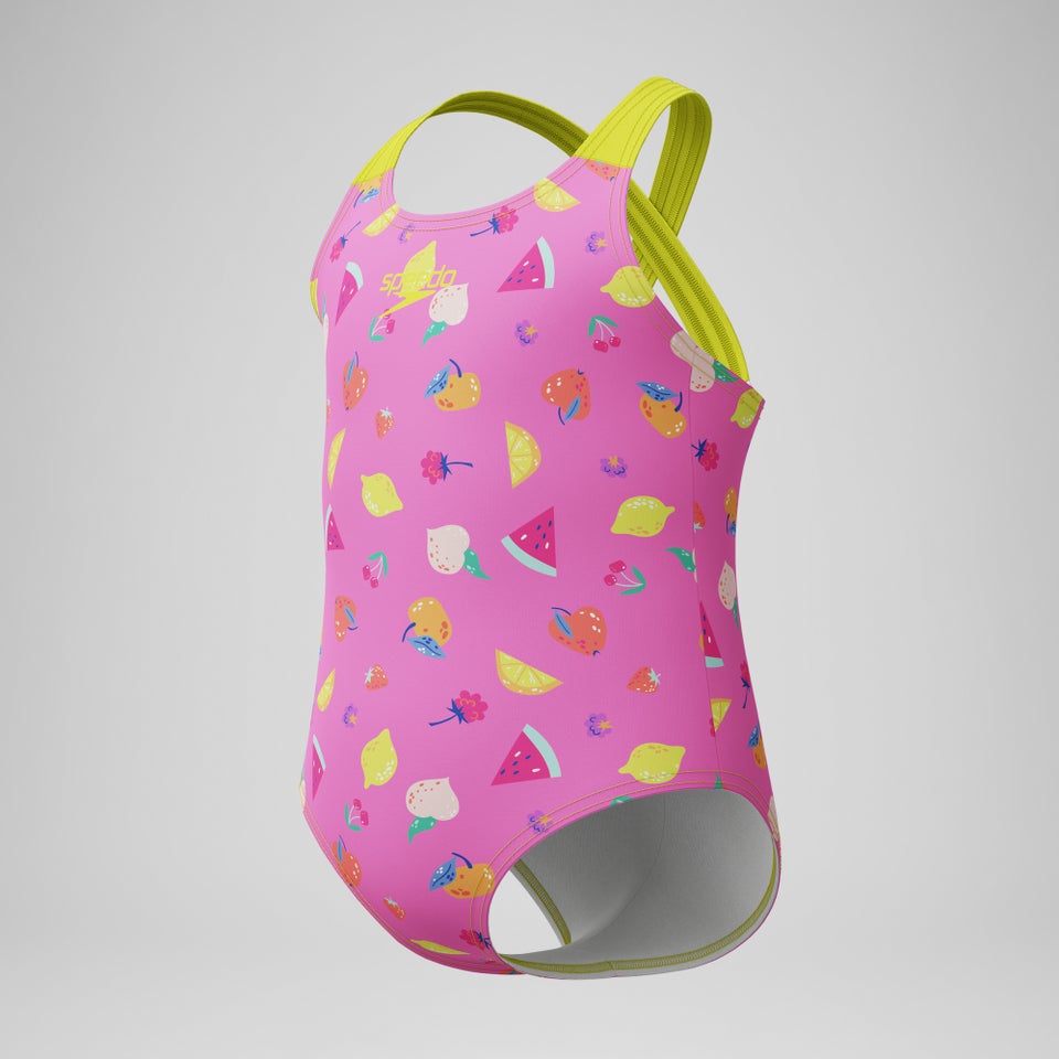 Kleinkinder Mädchen Crossback Badeanzug mit Print Pink