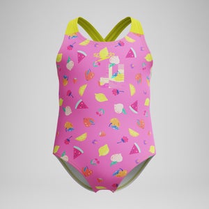 SPEEDO PRINT CROSSBACK 1PC PNK - 6YRS