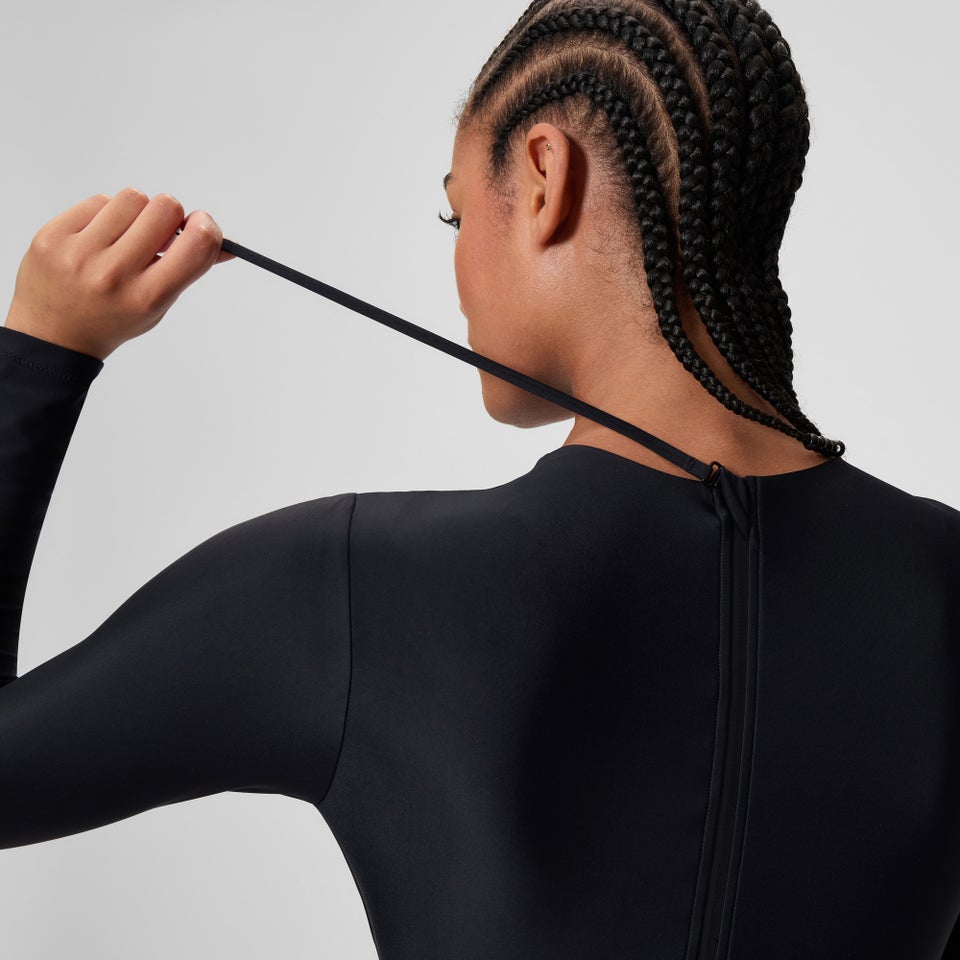Women's Ocean Flex Long Sleeve Zip One Piece Black