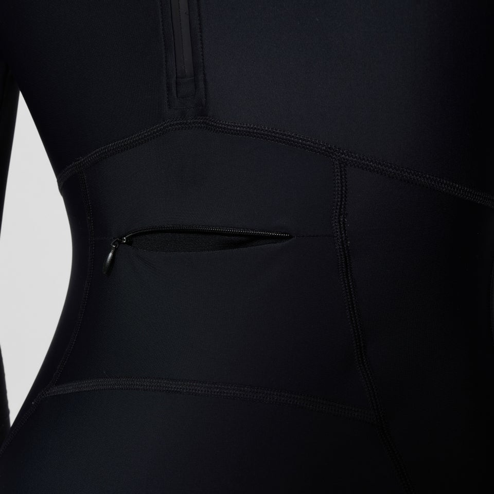Women's Ocean Flex Long Sleeve Zip One Piece Black