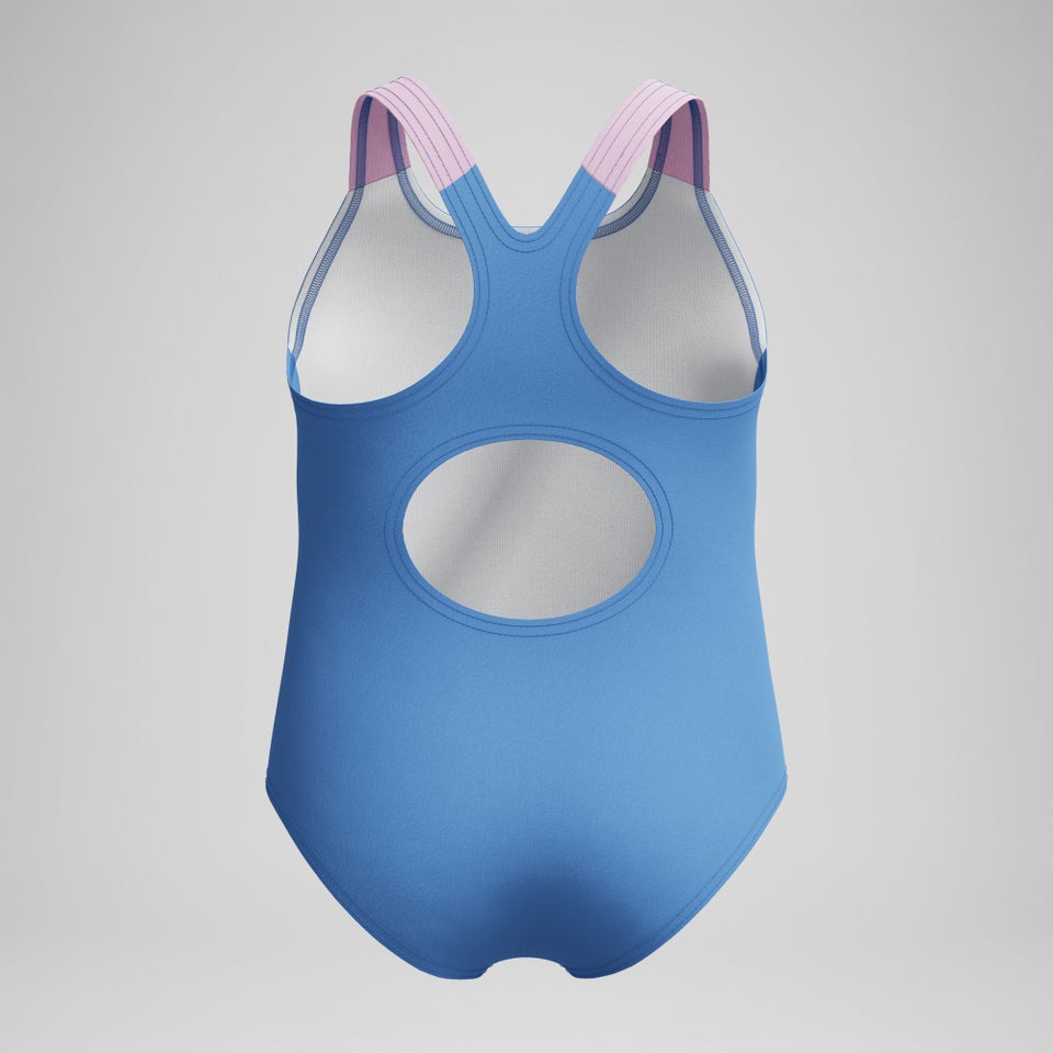 Infant Girls Medalist Solid Swimsuit Blue