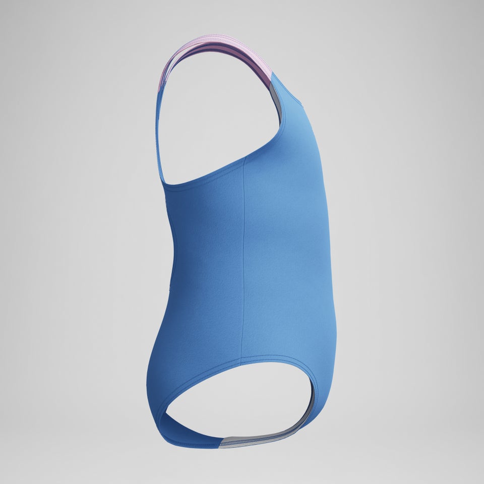 Infant Girls Medalist Solid Swimsuit Blue