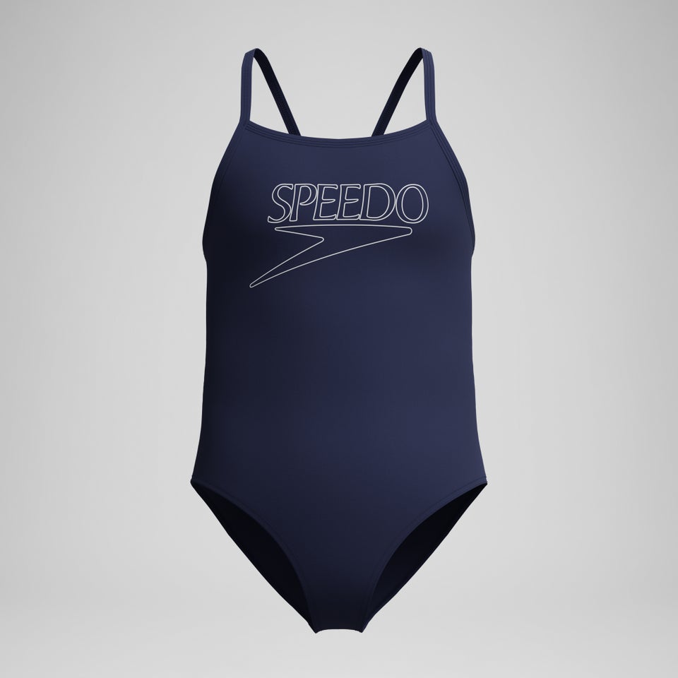 Maillot de bain Fille Endurance+ Logo à bretelles fines bleu marine