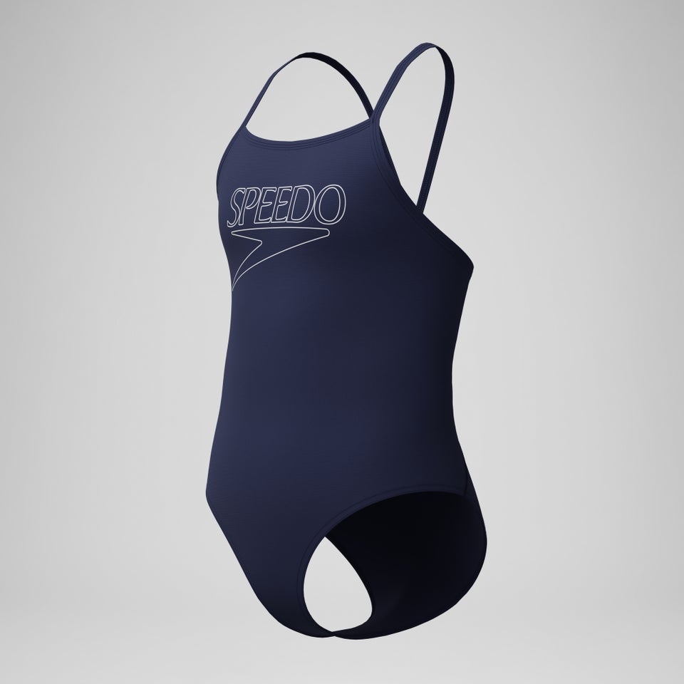 Maillot de bain Fille Endurance+ Logo à bretelles fines bleu marine