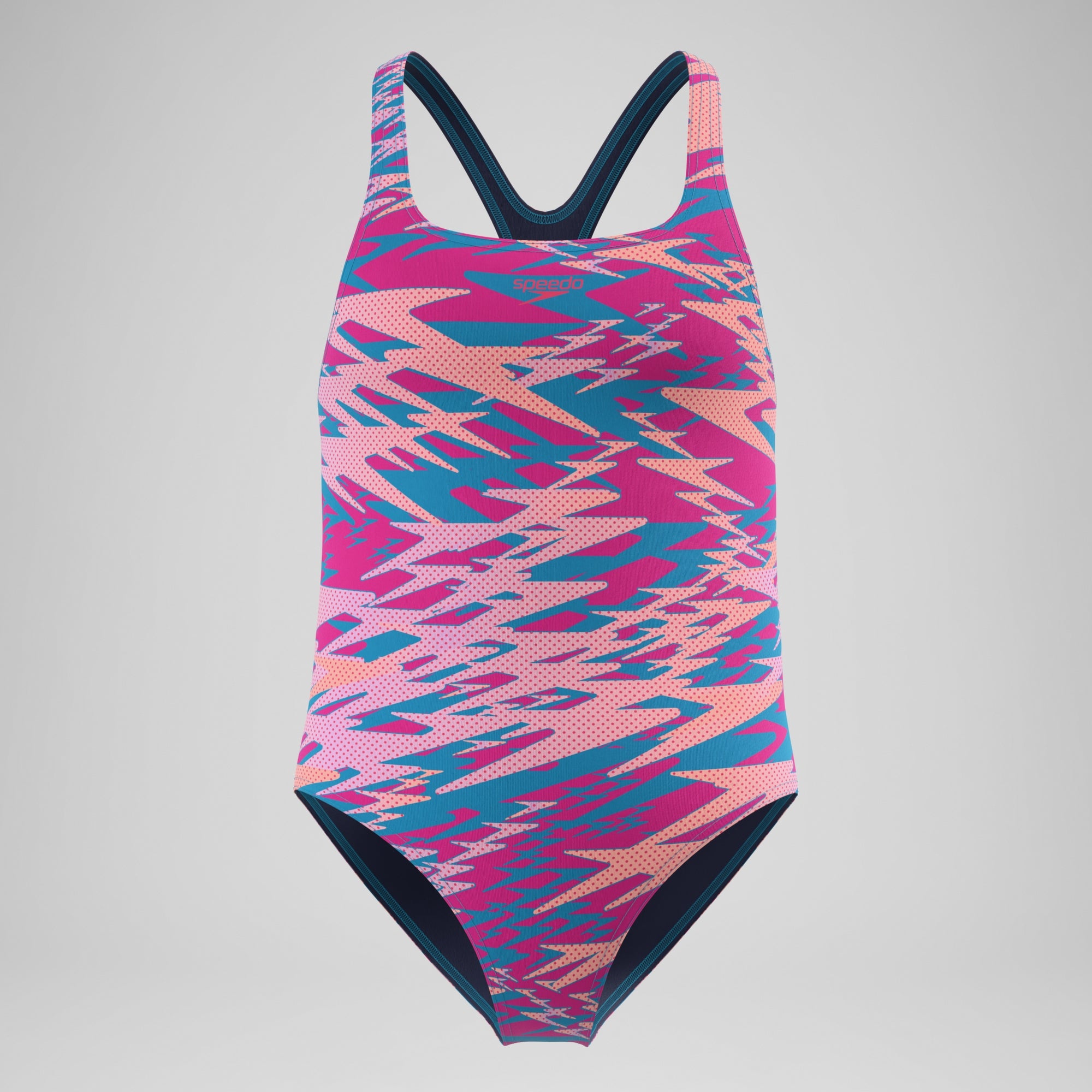 Girls Hyperboom Printed Medalist Swimsuit Blue/Pink
