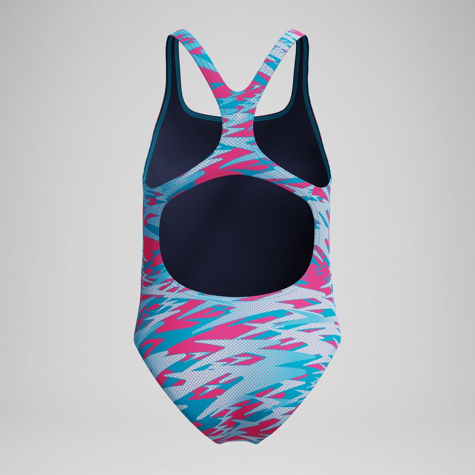 Girls Hyperboom Printed Medalist Swimsuit Blue/Pink