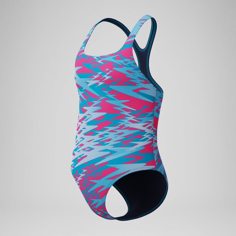 Girls Hyperboom Printed Medalist Swimsuit Blue/Pink