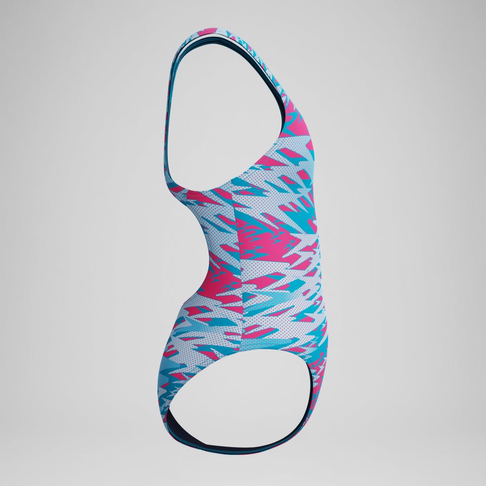 Girls Hyperboom Printed Medalist Swimsuit Blue/Pink