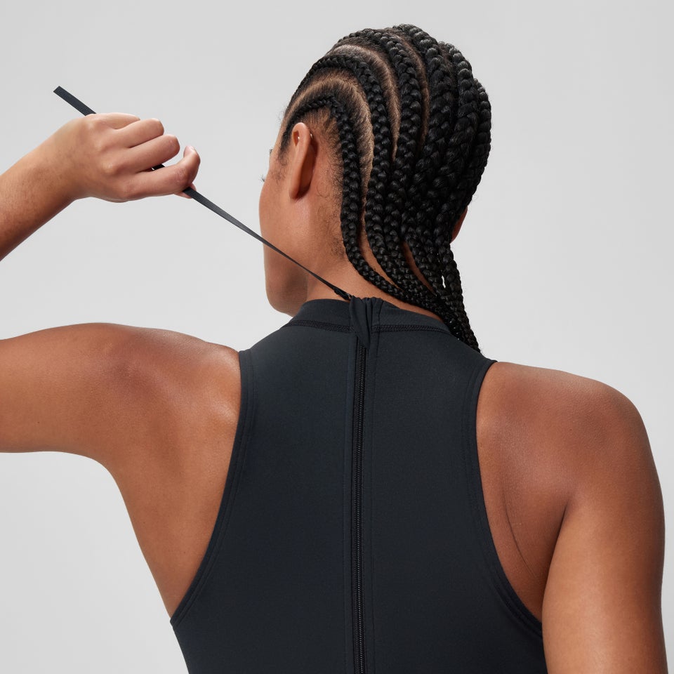 Maillot de bain Femme Hydrasuit imprimé bleu/noir