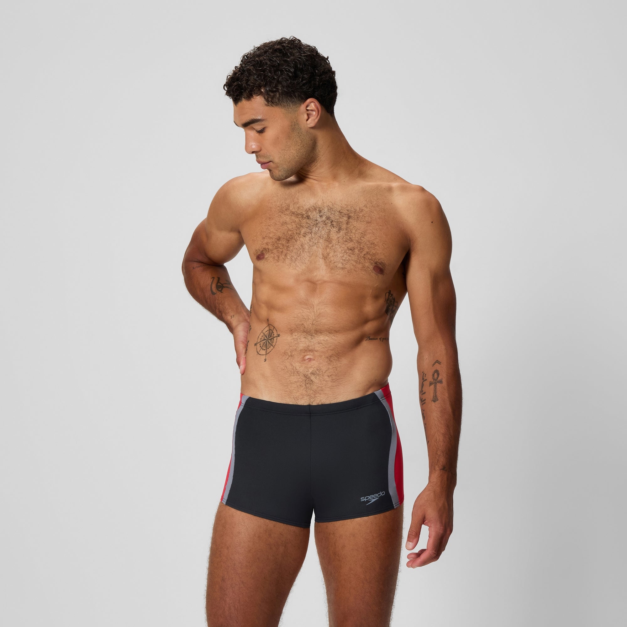 Men's Splice Square Leg Black/Red | Speedo USA
