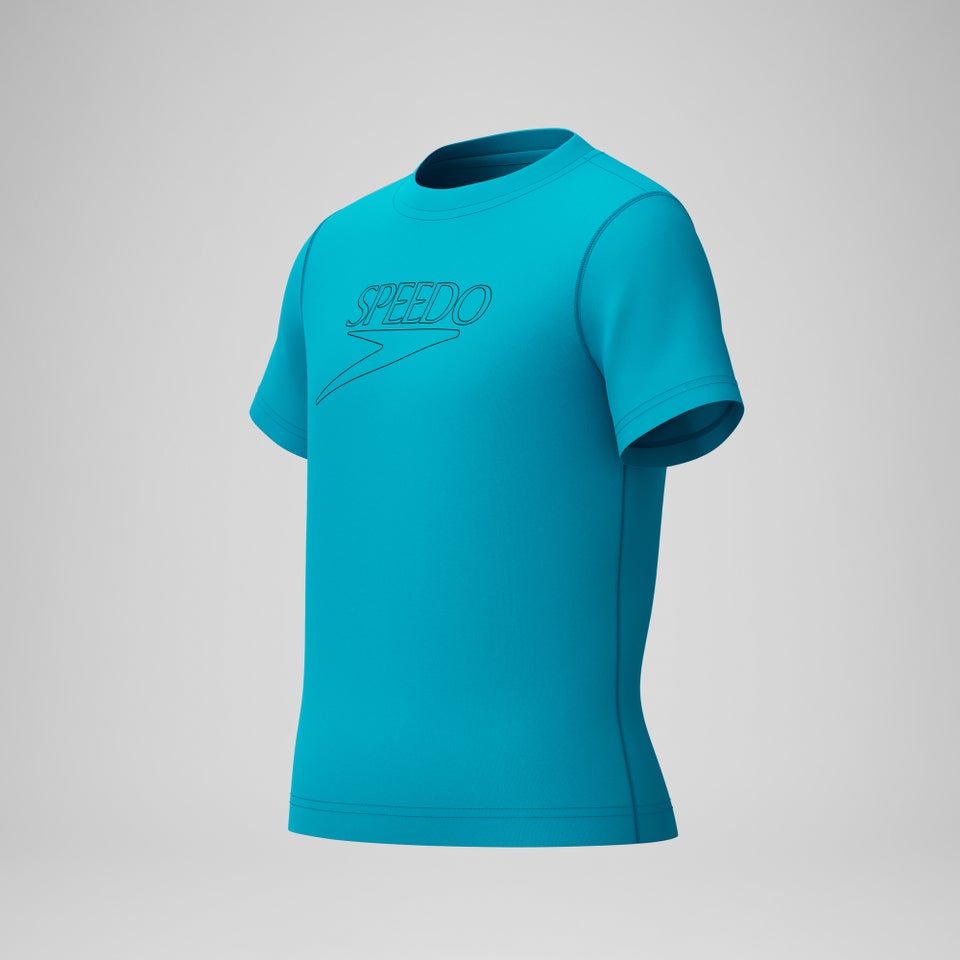 Junior Klassischer Kurzarm-Rashguard mit Logo Blau