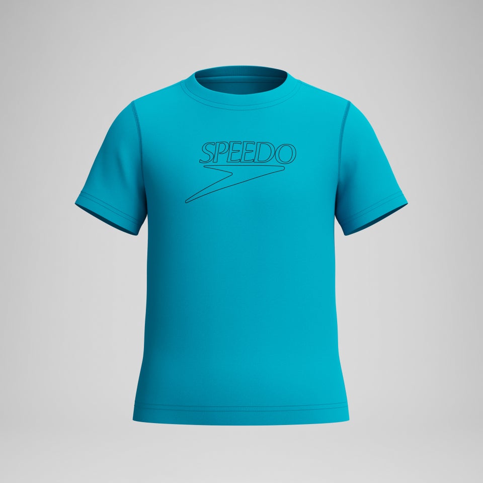 Junior Klassischer Kurzarm-Rashguard mit Logo Blau
