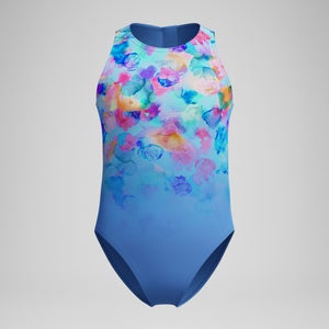 Maillot de bain à imprimé pour filles, bleu
