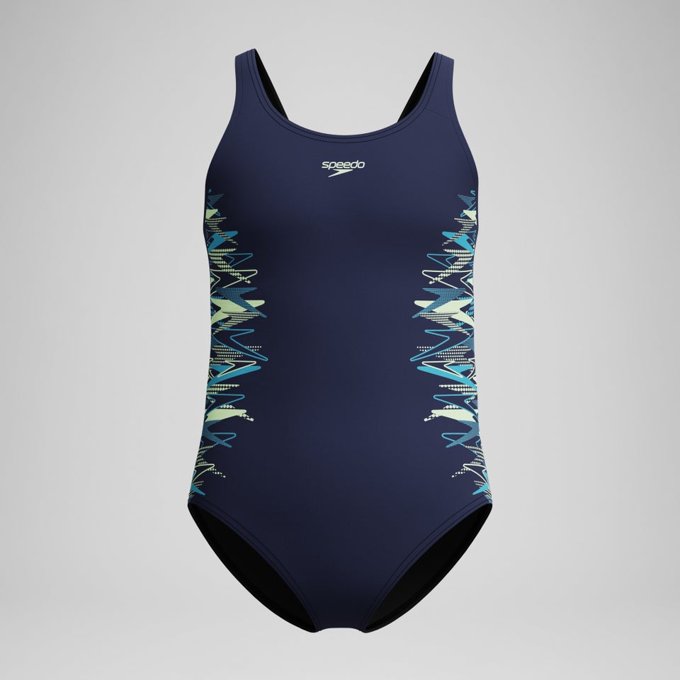 Maillot de bain Fille Placement Muscleback bleu marine/vert