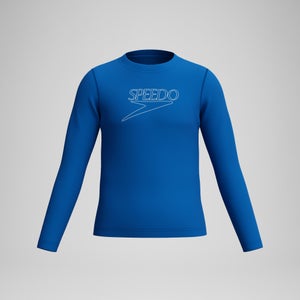 Junior Klassischer Langarm-Rashguard mit Logo Blau