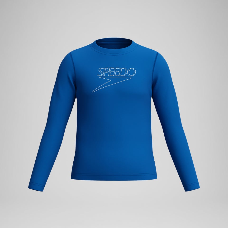 Junior Klassischer Langarm-Rashguard mit Logo Blau