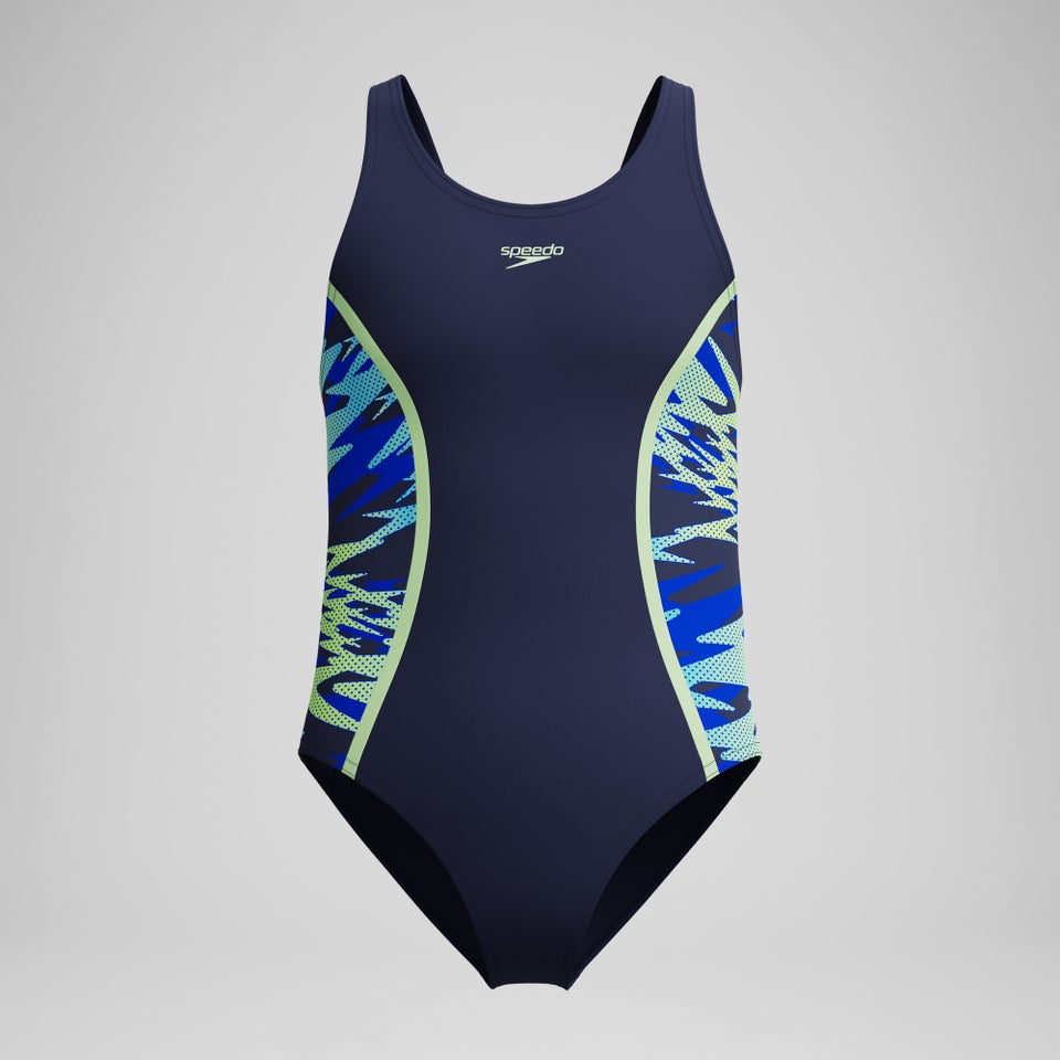 Girls Hyperboom Splice Muscleback Swimsuit Navy/Blue