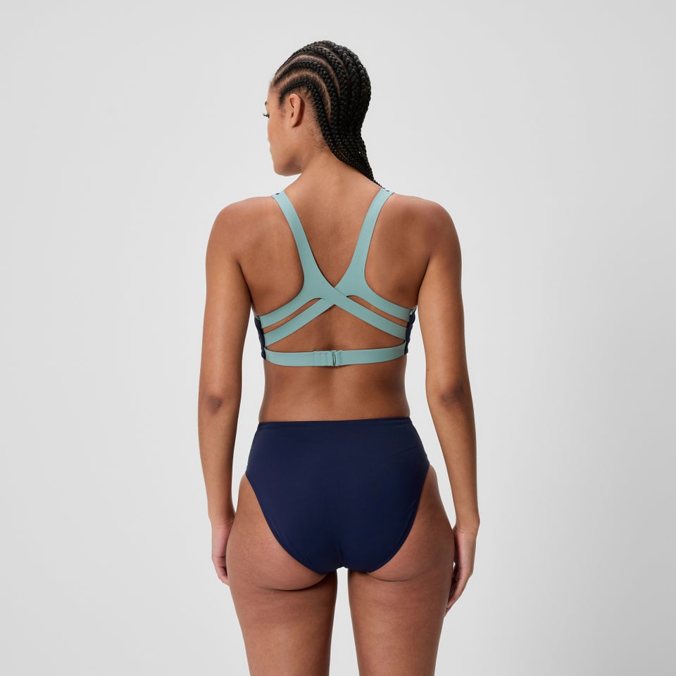 Damen Sculpture Boom Back Bikinioberteil Marineblau/Grün